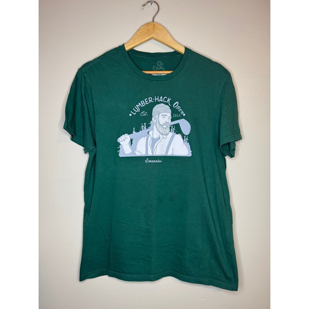 Swannies Mens Lumber-Hack Open 2015 Graphic‎ Tee Forest Green Cotton T-Shirt M